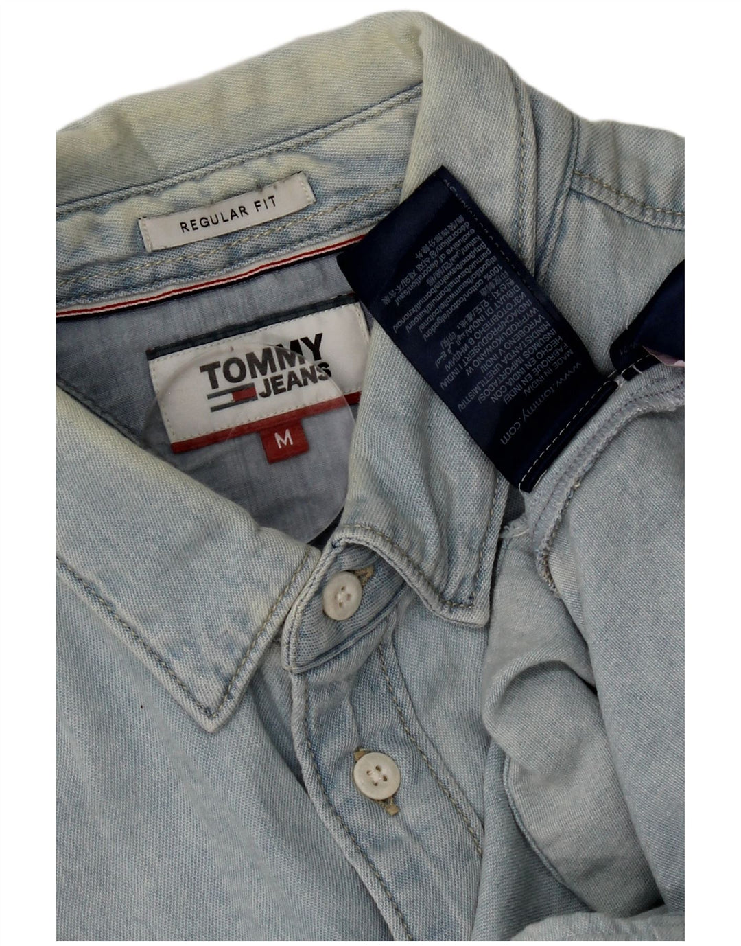 Camicia di jeans vestibilità regolare da uomo Tommy Hilfiger in cotone blu medio