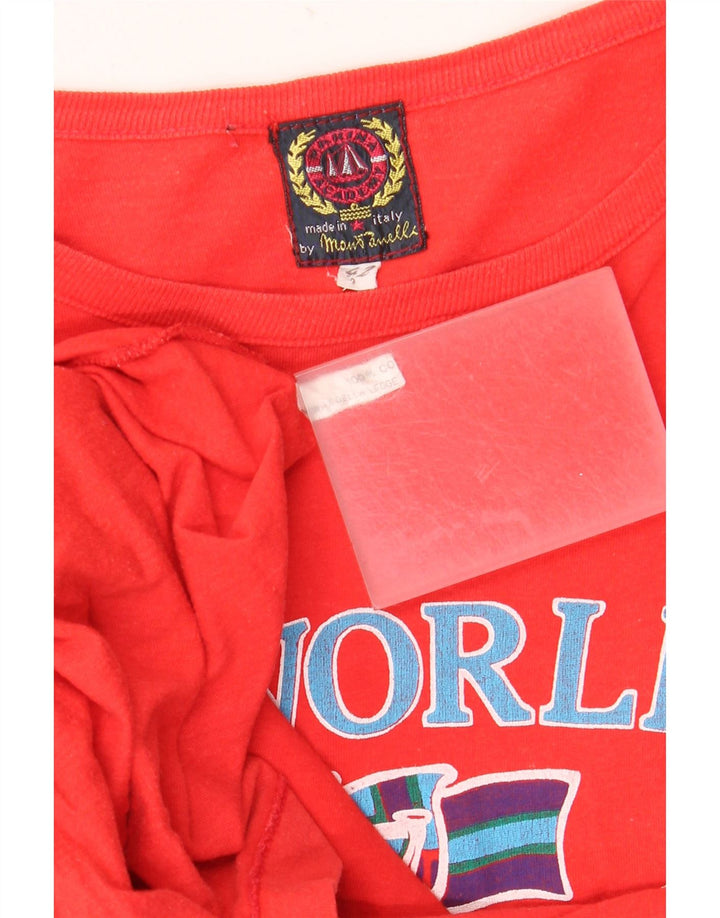 Abito t-shirt con grafica oversize da donna vintage IT 42 cotone rosso medio