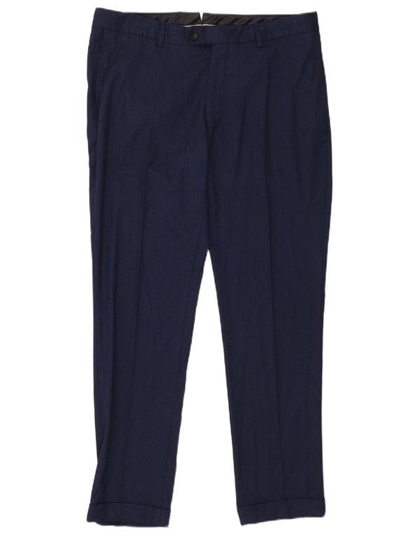 Pantaloni da abito slim da uomo Zara EU 42 Large W32 L31 Blu navy