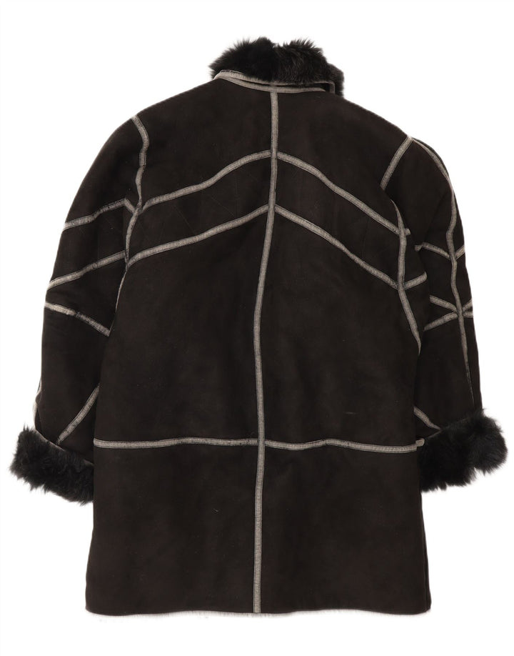 Cappotto oversize in shearling vintage da donna IT 42 Shearling medio nero