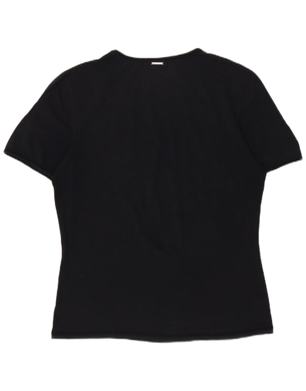 T-shirt da donna Hugo Boss Top UK 12 cotone nero medio