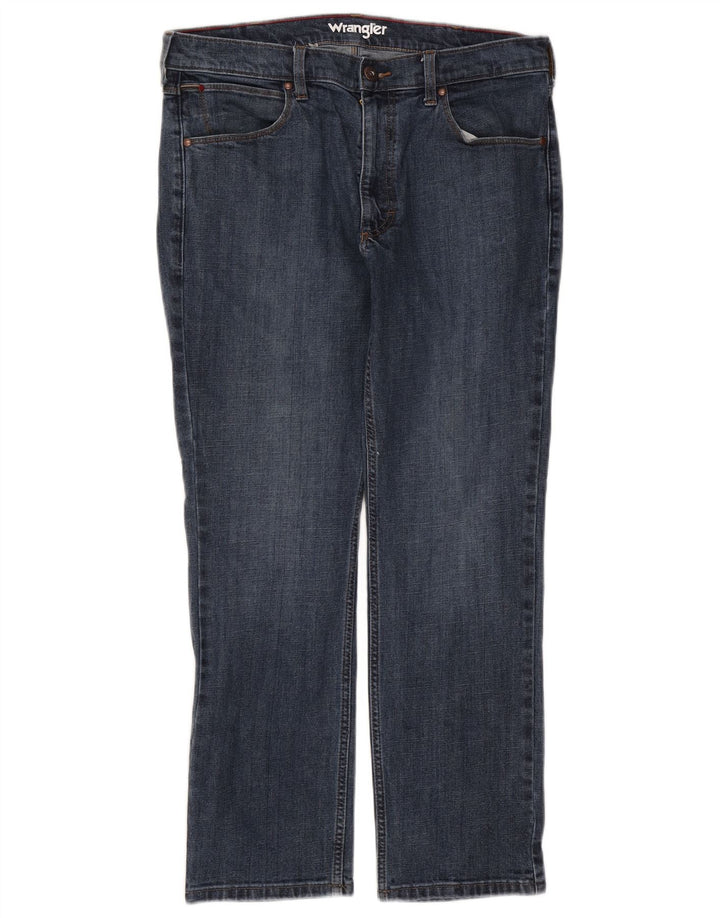 Jeans dritti regolari da uomo Wrangler W33 L30 cotone blu