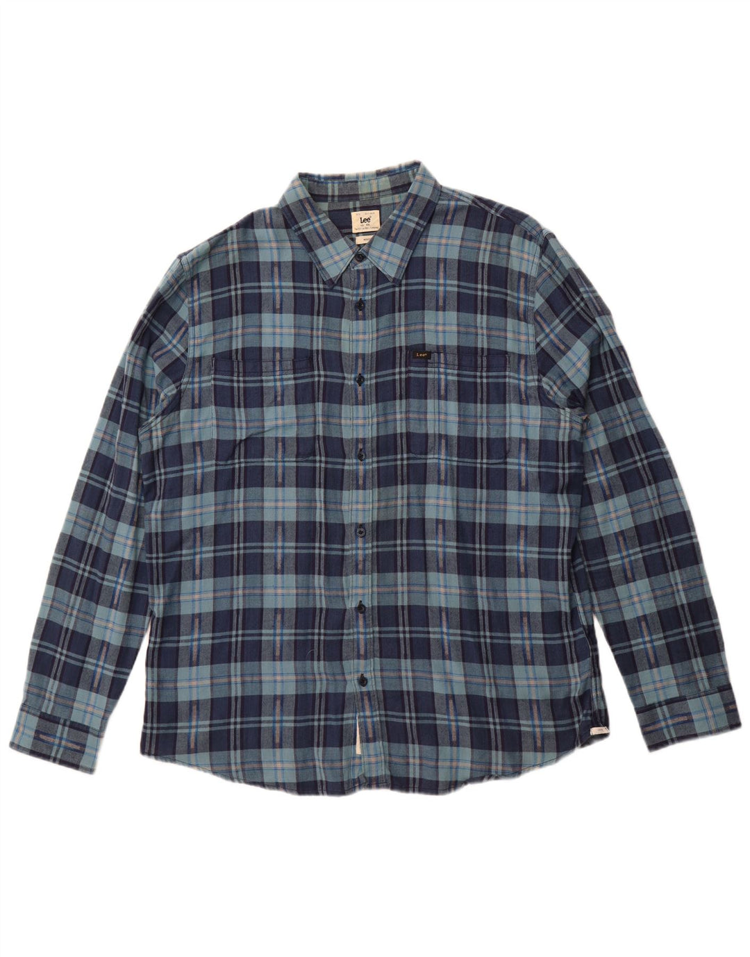 Camicia da uomo in flanella LEE 2XL in cotone a quadri blu navy