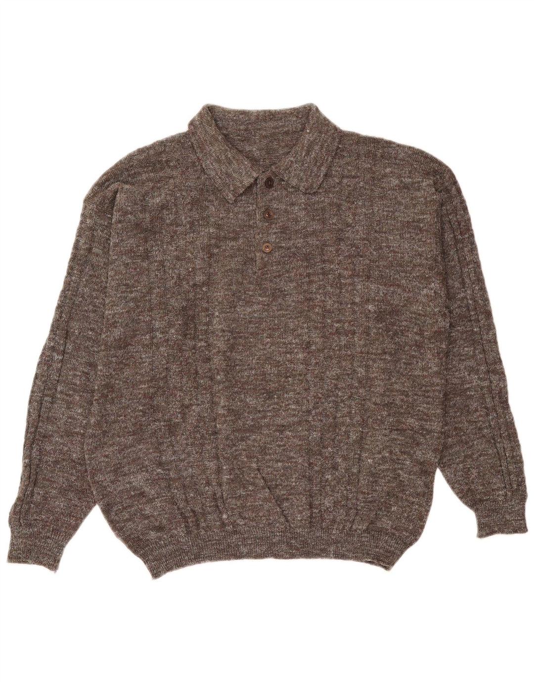 Maglione vintage da uomo con collo alto, grande grigio screziato
