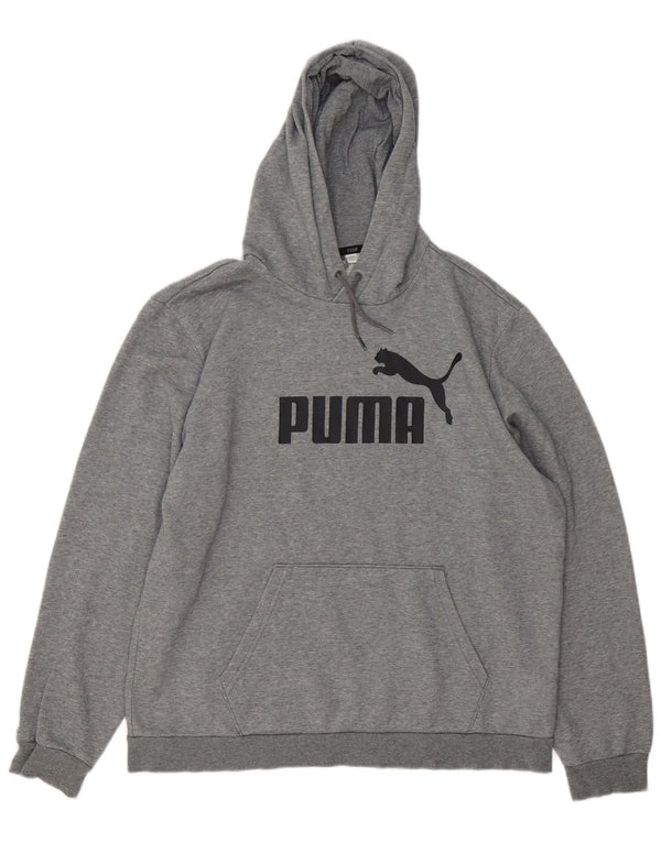 Felpa con cappuccio grafica da uomo PUMA grande in cotone grigio