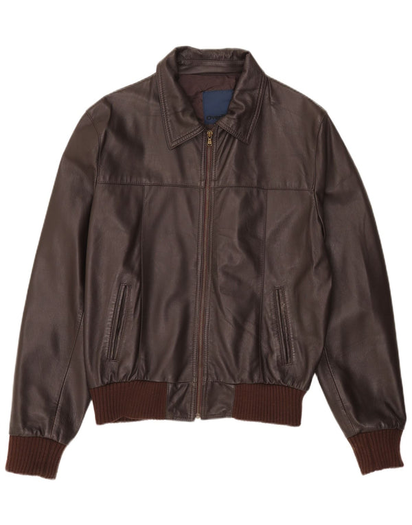 Giacca in pelle vintage da donna UK 44 2XL Pelle marrone