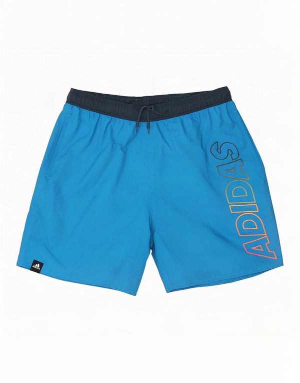 Pantaloncini sportivi Adidas da uomo con grafica, grandi, in poliestere color block blu