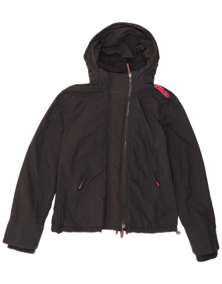 Giacca a vento con cappuccio da donna Superdry UK 14 grande nylon nero