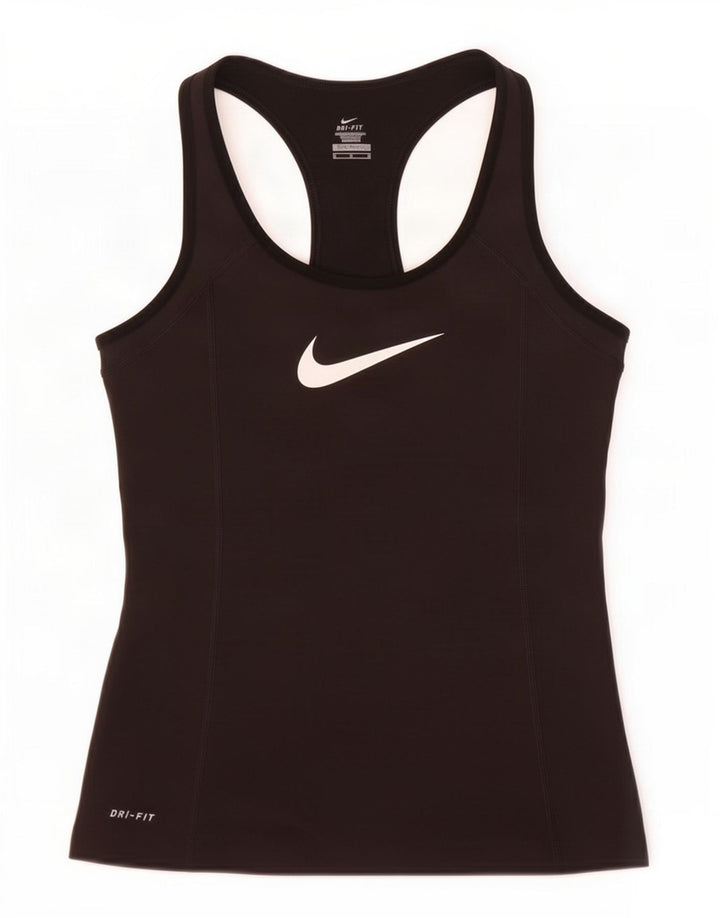Canotta grafica Nike Dri Fit da donna UK 12 medio nero poliestere