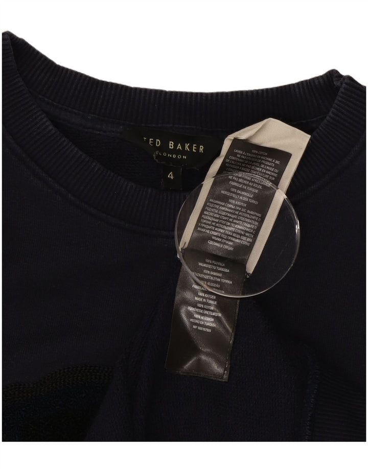 Felpa oversize da donna TED BAKER, maglione, taglia 4, grande, blu navy, floreale