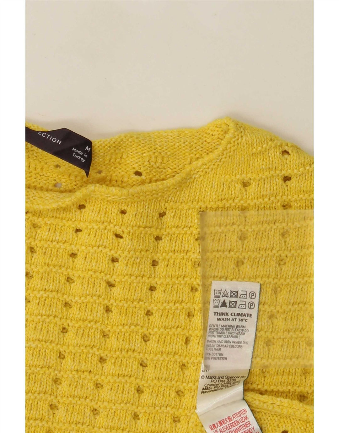 Maglione da donna Marks & Spencer con scollo a barca corto UK 14 Giallo medio