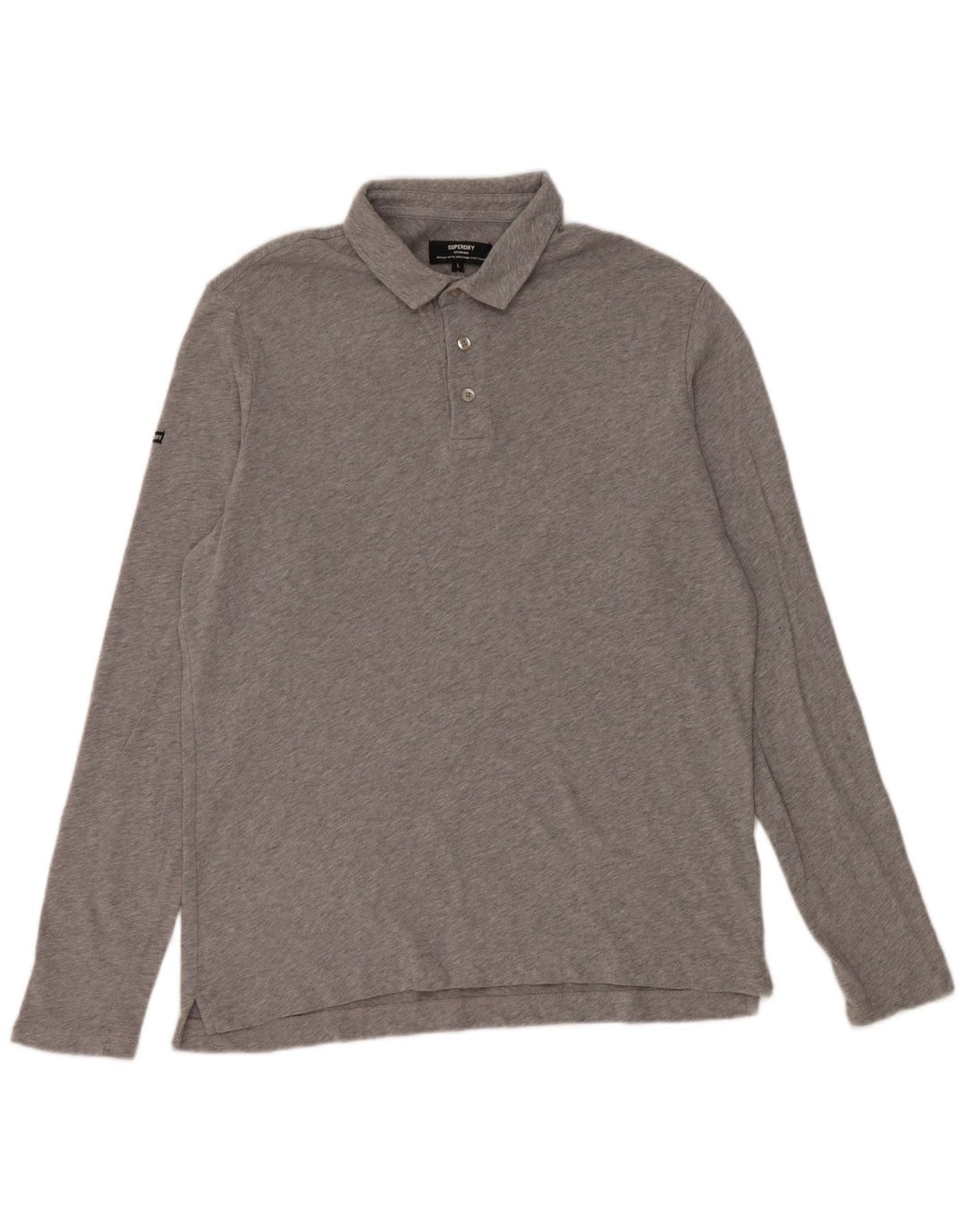 Polo da uomo a maniche lunghe Superdry Large in cotone grigio