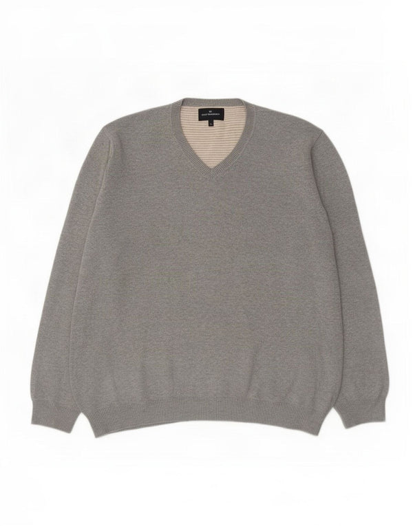 Maglione da uomo Marks & Spencer con scollo a V blu Harbour XL in cotone grigio