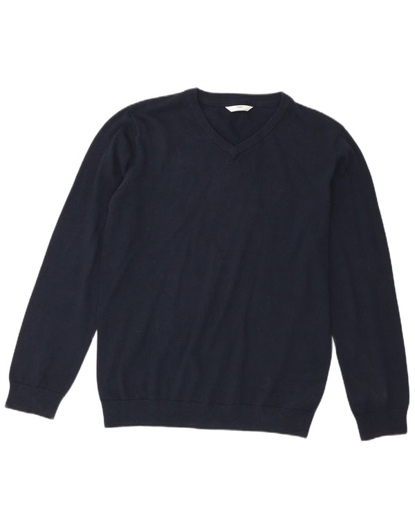 Maglione Marks & Spencer da bambino con scollo a V 15-16 anni in cotone blu navy