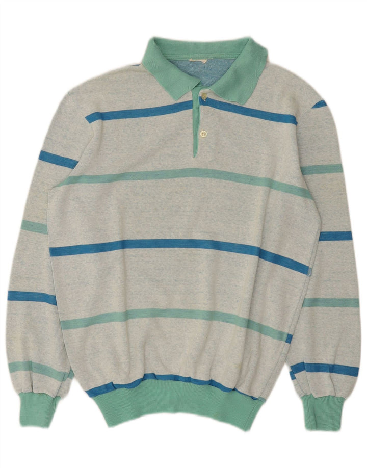 Maglione vintage da uomo con collo alto a righe verde medio