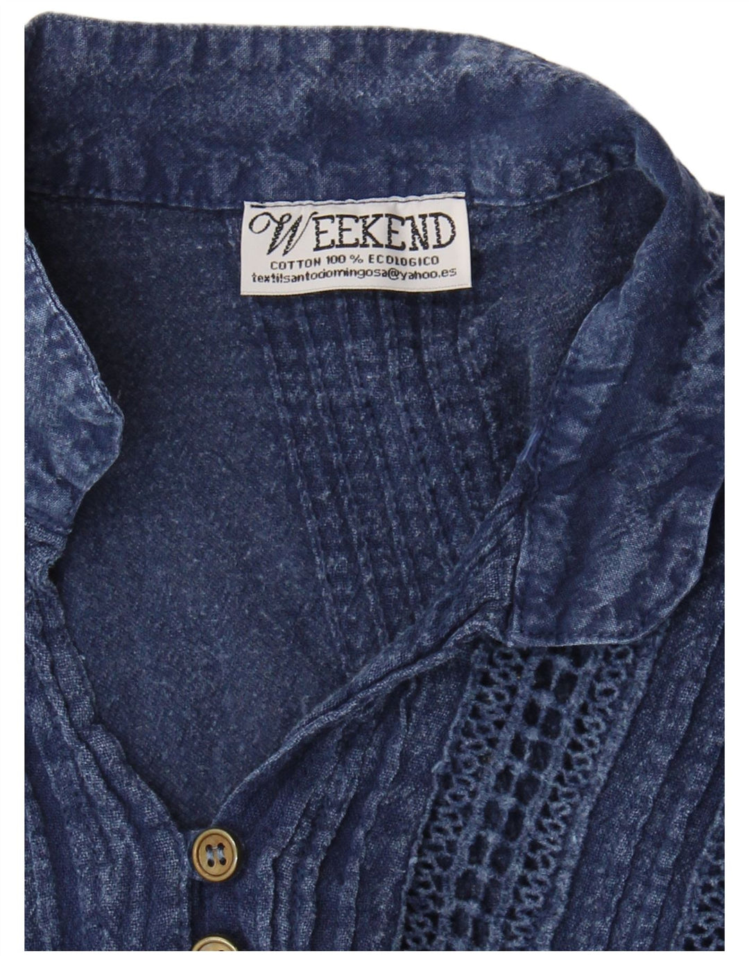 Camicetta da donna vintage Top UK 10 piccolo cotone blu navy