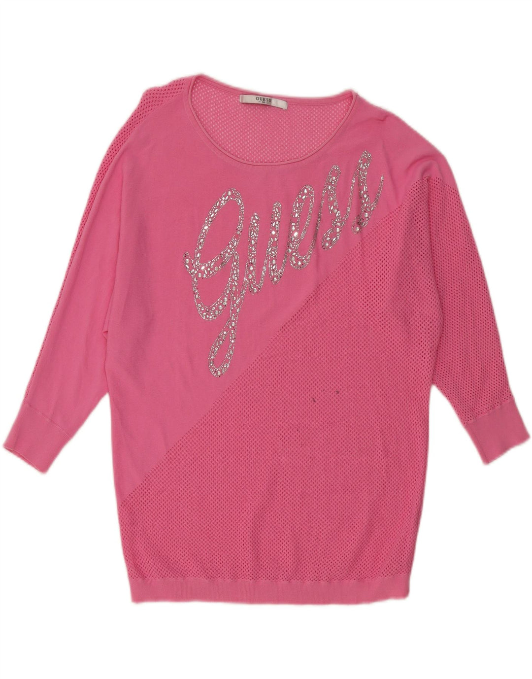 GUESS Abito maglione in felpa grafica da donna UK 18 XL Rosa