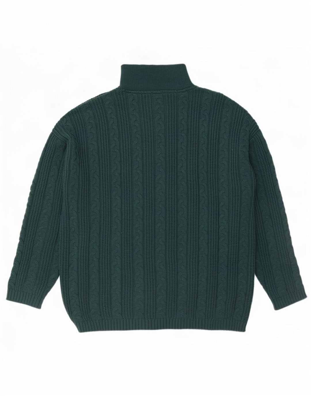 Maglione vintage da uomo con zip sul collo XL verde