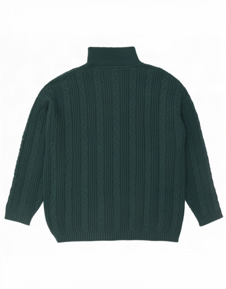 Maglione vintage da uomo con zip sul collo XL verde