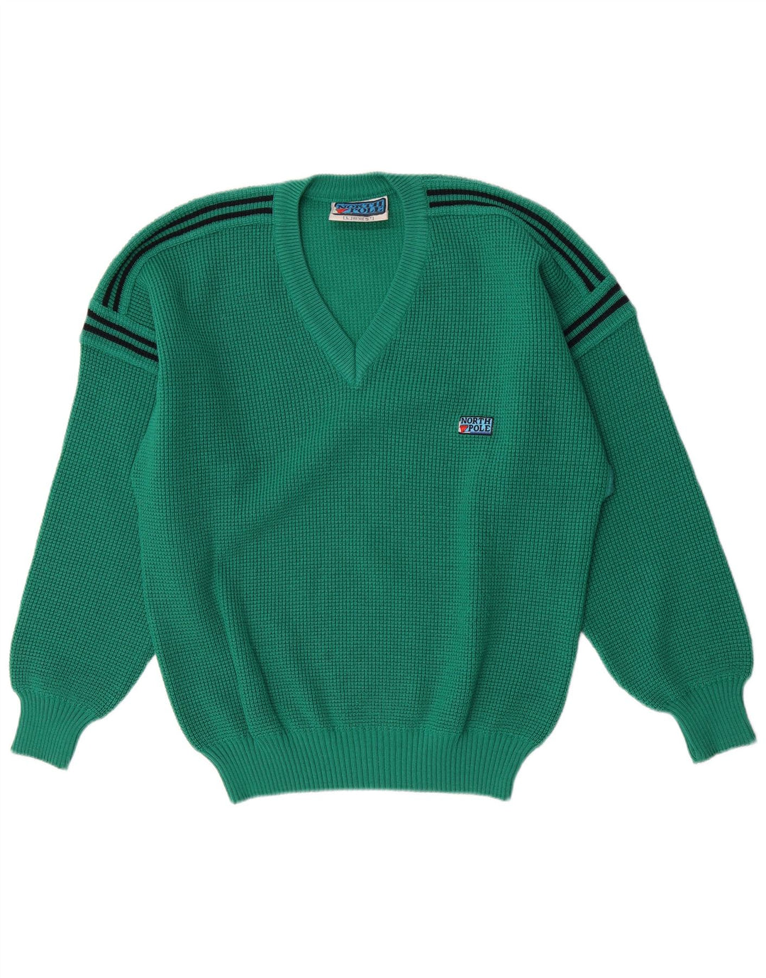 Maglione da uomo con scollo a V del Polo Nord, lana a righe verdi grandi