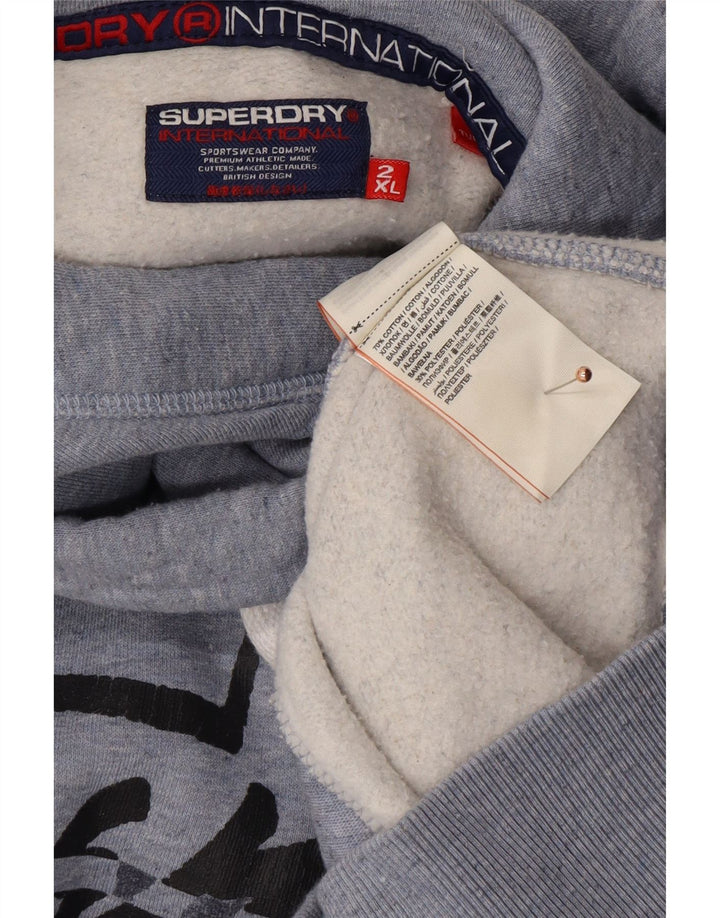 Maglione con cappuccio grafico da uomo SUPERDRY 2XL cotone blu