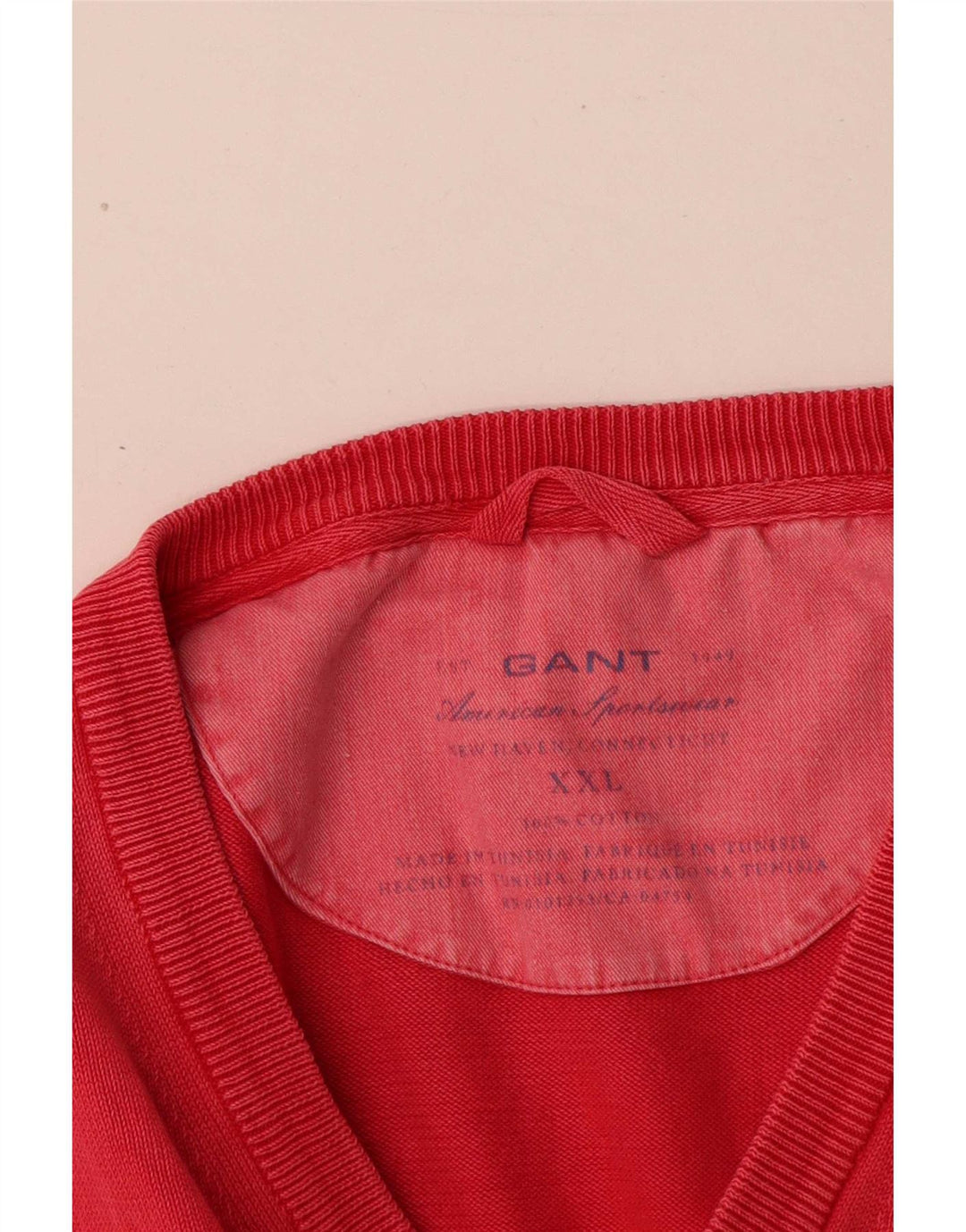 Gant Maglione da uomo con scollo a V 2XL in cotone rosso
