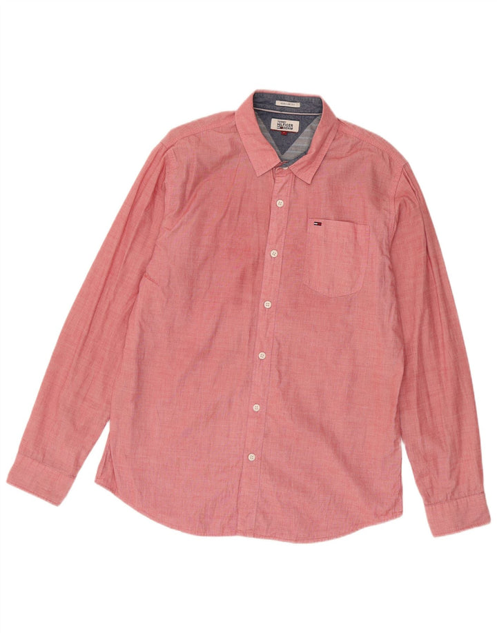 Camicia da uomo Regular Fit Tommy Hilfiger Large in cotone rosa