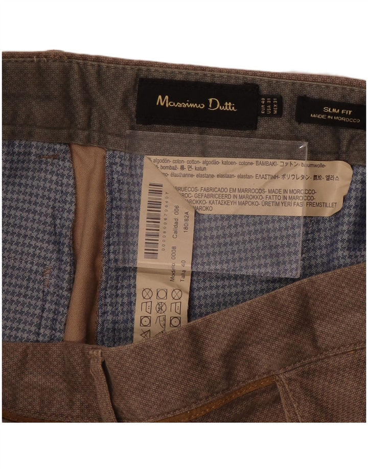 MASSIMO DUTTI Pantaloni chino slim fit da uomo EU 40 Medio W31 L30 Marrone