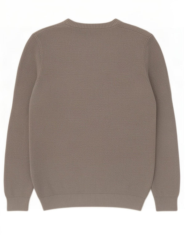 Maglione maglione girocollo da uomo Zara grande in cotone grigio