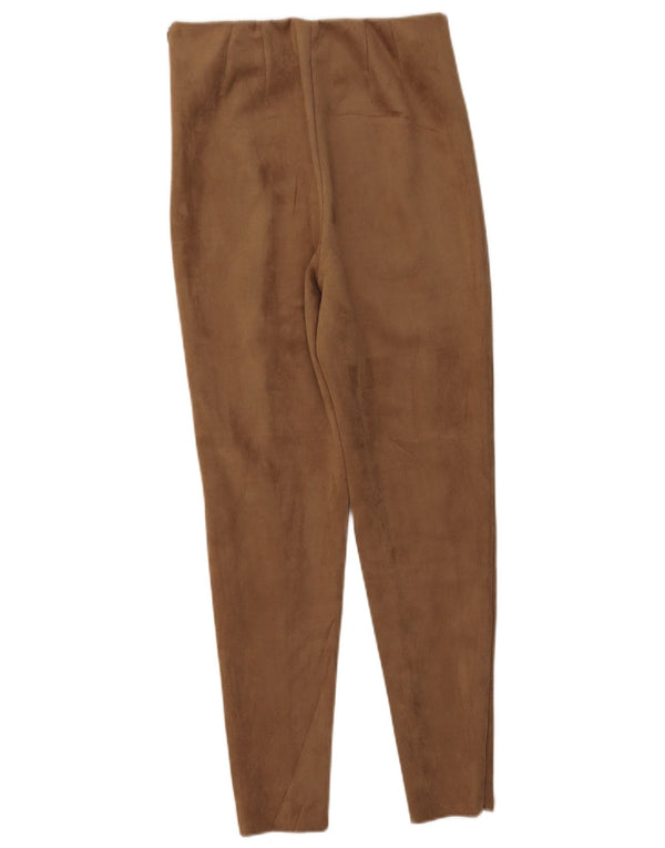 Pantaloni Zara da donna slim a vita alta medi W28 L27 poliestere marrone