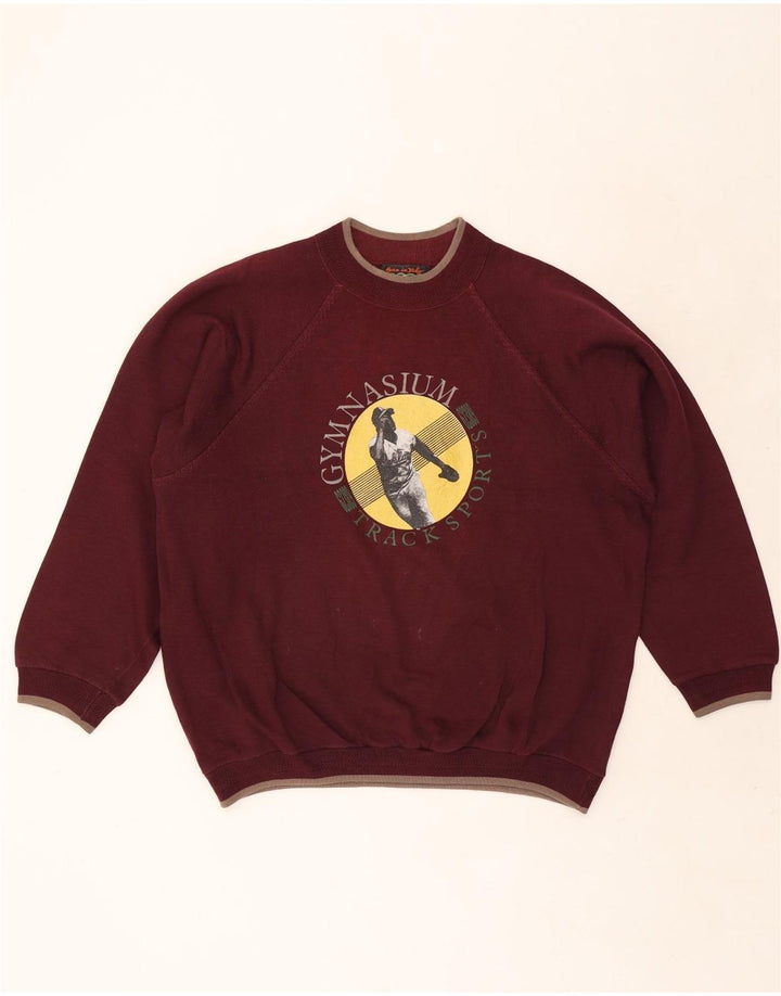 Felpa grafica da uomo vintage maglione grande in cotone bordeaux