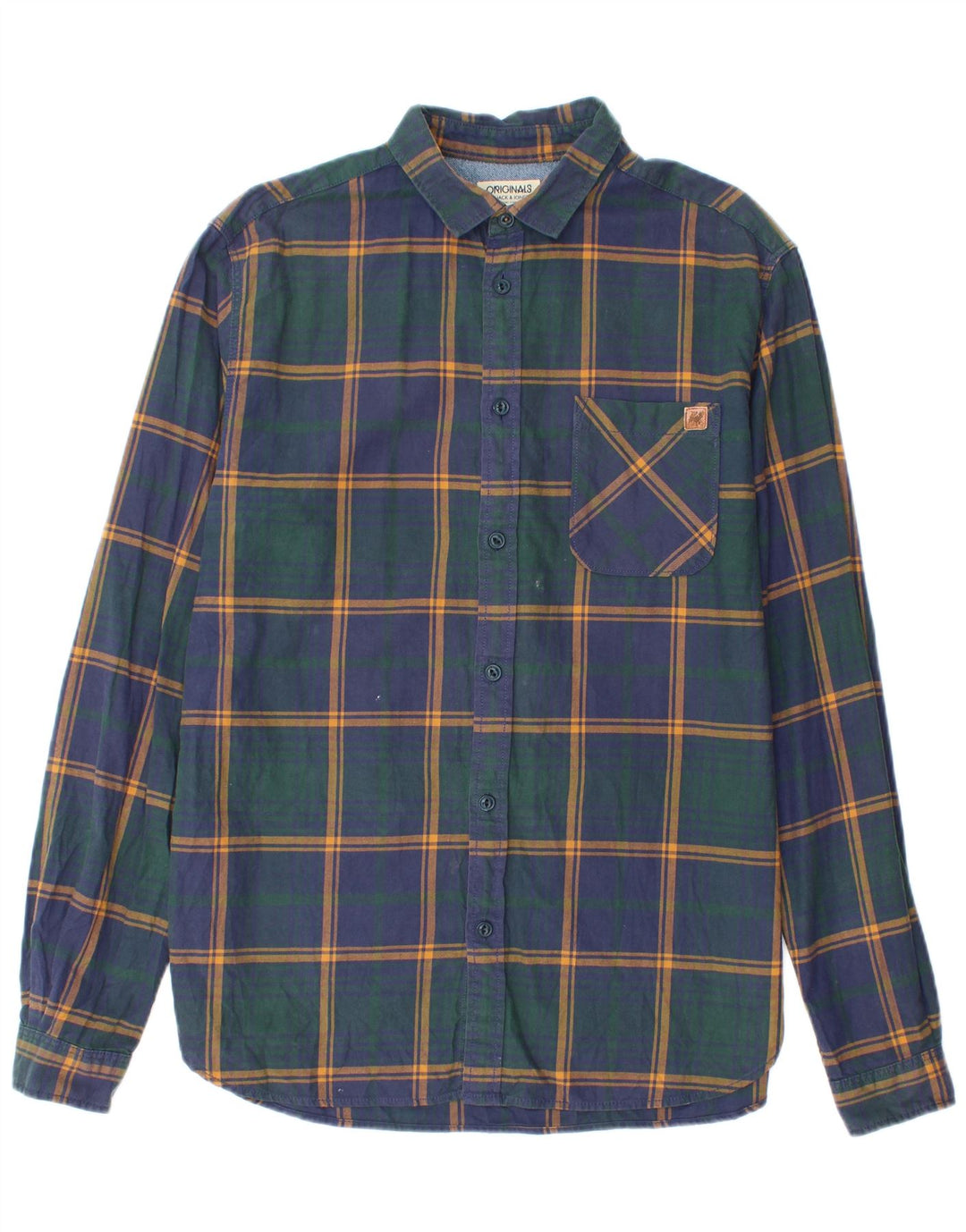 Jack & Jones Camicia da uomo in flanella a quadri blu navy grandi