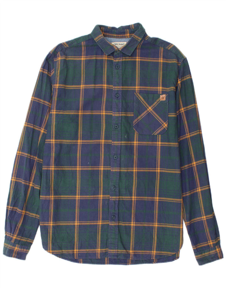 Jack & Jones Camicia da uomo in flanella a quadri blu navy grandi