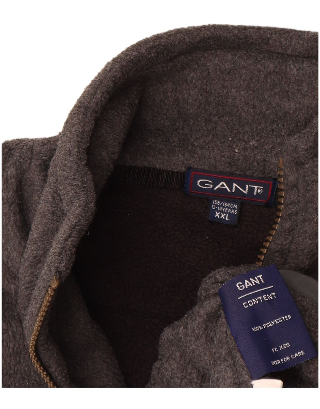 GANT Maglione in pile da bambino con collo alto e zip 13-14 anni 2XL Poliestere grigio