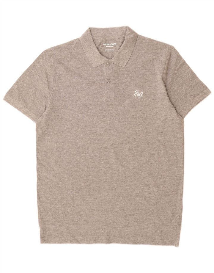 Polo da uomo Jack & Jones grande in cotone grigio