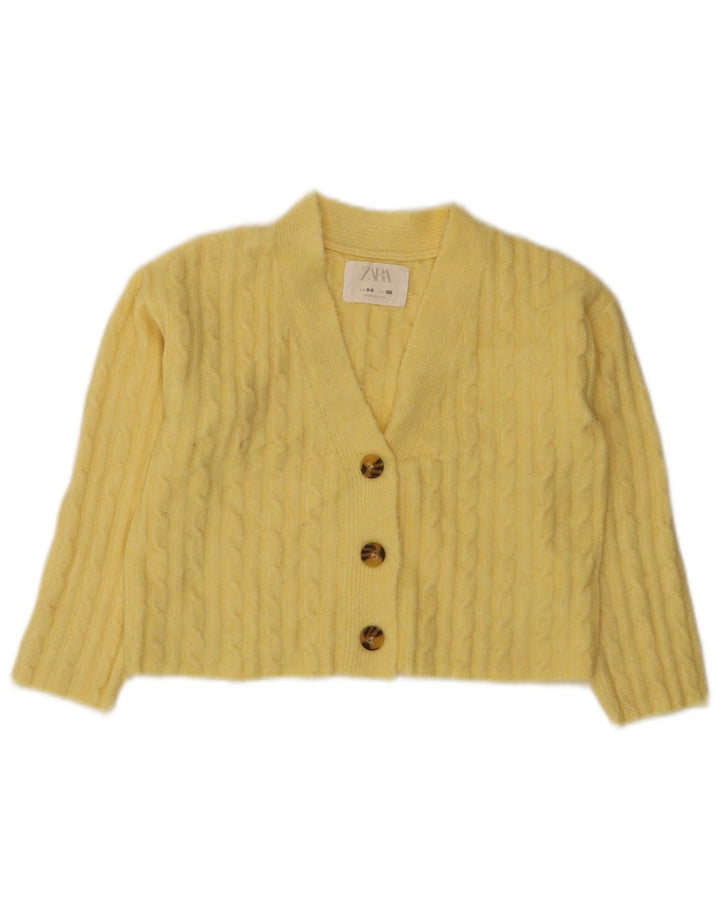 Maglione cardigan corto per ragazze Zara 8-9 anni in poliestere giallo