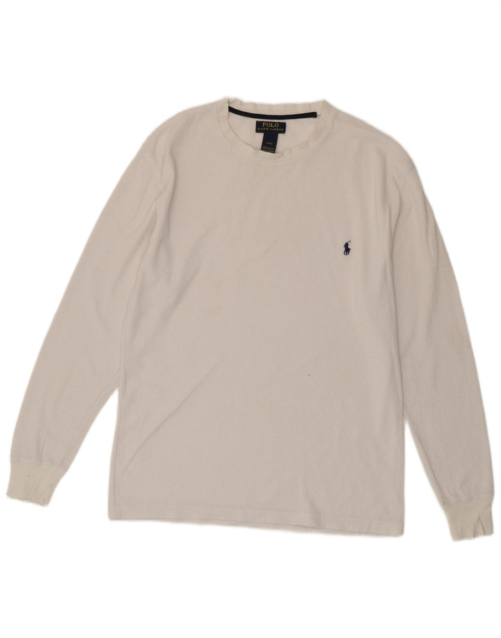 POLO RALPH LAUREN Top da uomo manica lunga cotone bianco medio