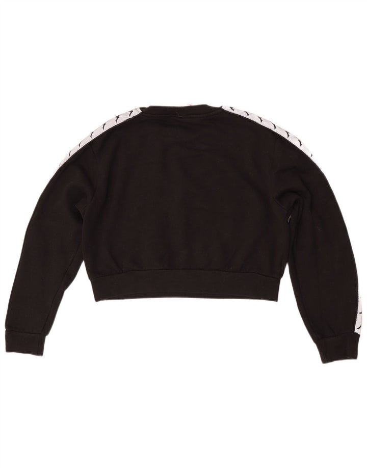 Felpa corta oversize da donna Kappa, maglione UK 10 Small Black Colourblock