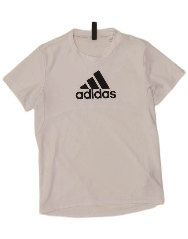 T-shirt grafica Adidas Prime da donna blu UK 4/6 XS poliestere bianco