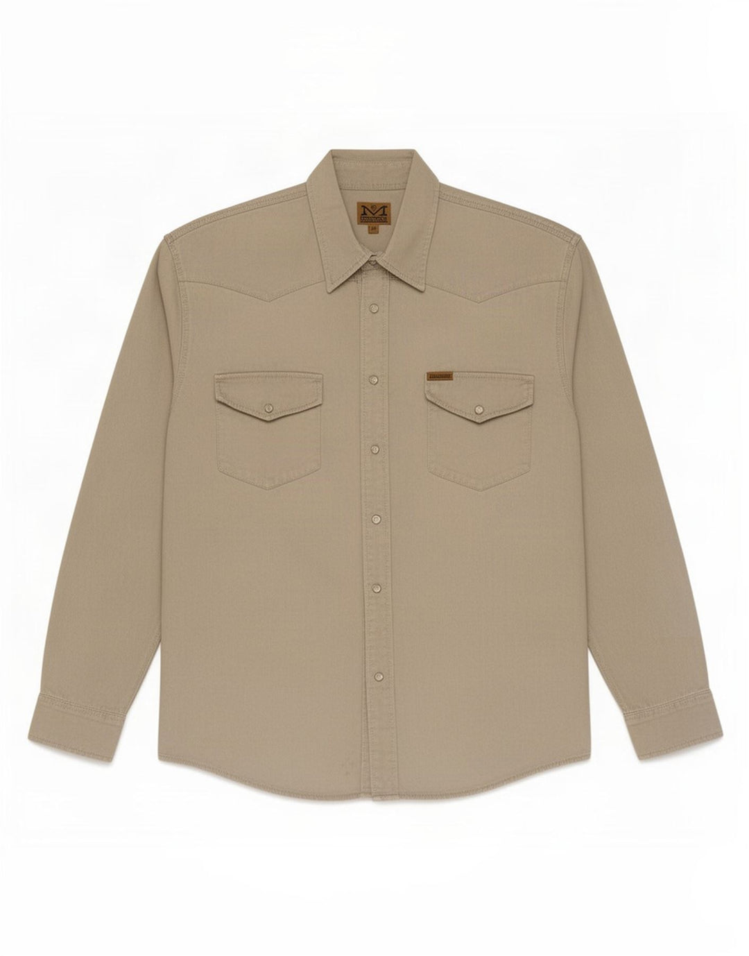MAVERICK Camicia western da uomo grande in cotone beige
