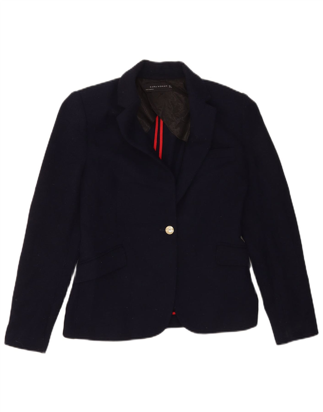 Giacca blazer da donna a 1 bottone Zara UK 12 poliestere blu navy medio