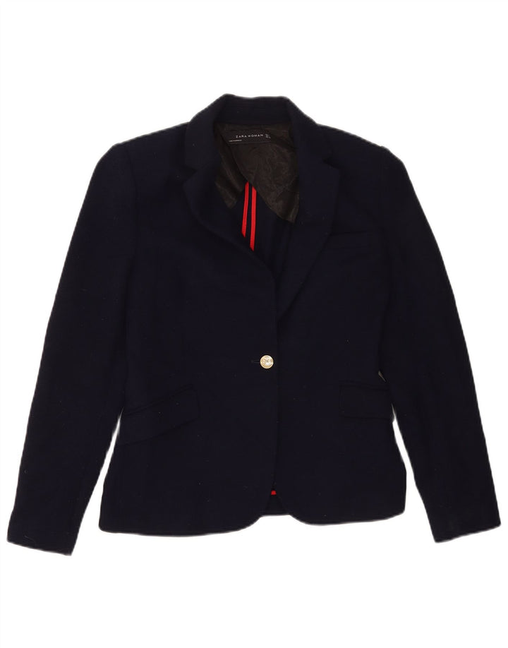 Giacca blazer da donna a 1 bottone Zara UK 12 poliestere blu navy medio