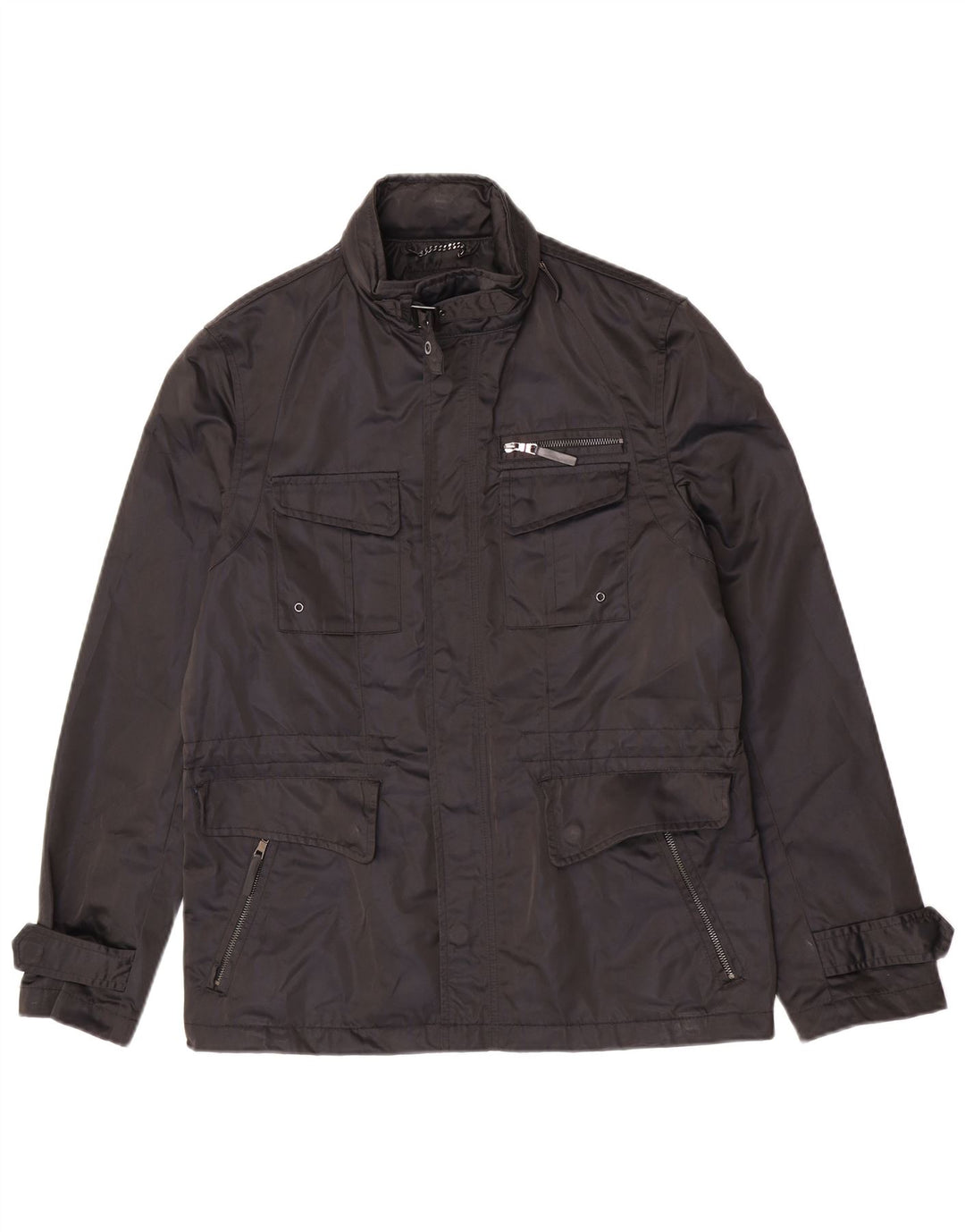 Giacca utilitaria con cappuccio da uomo Zara UK 38 poliestere nero medio