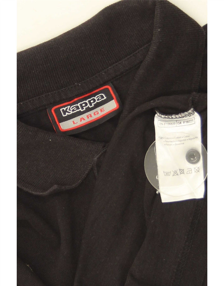 Polo Kappa Uomo Large Nera In Cotone