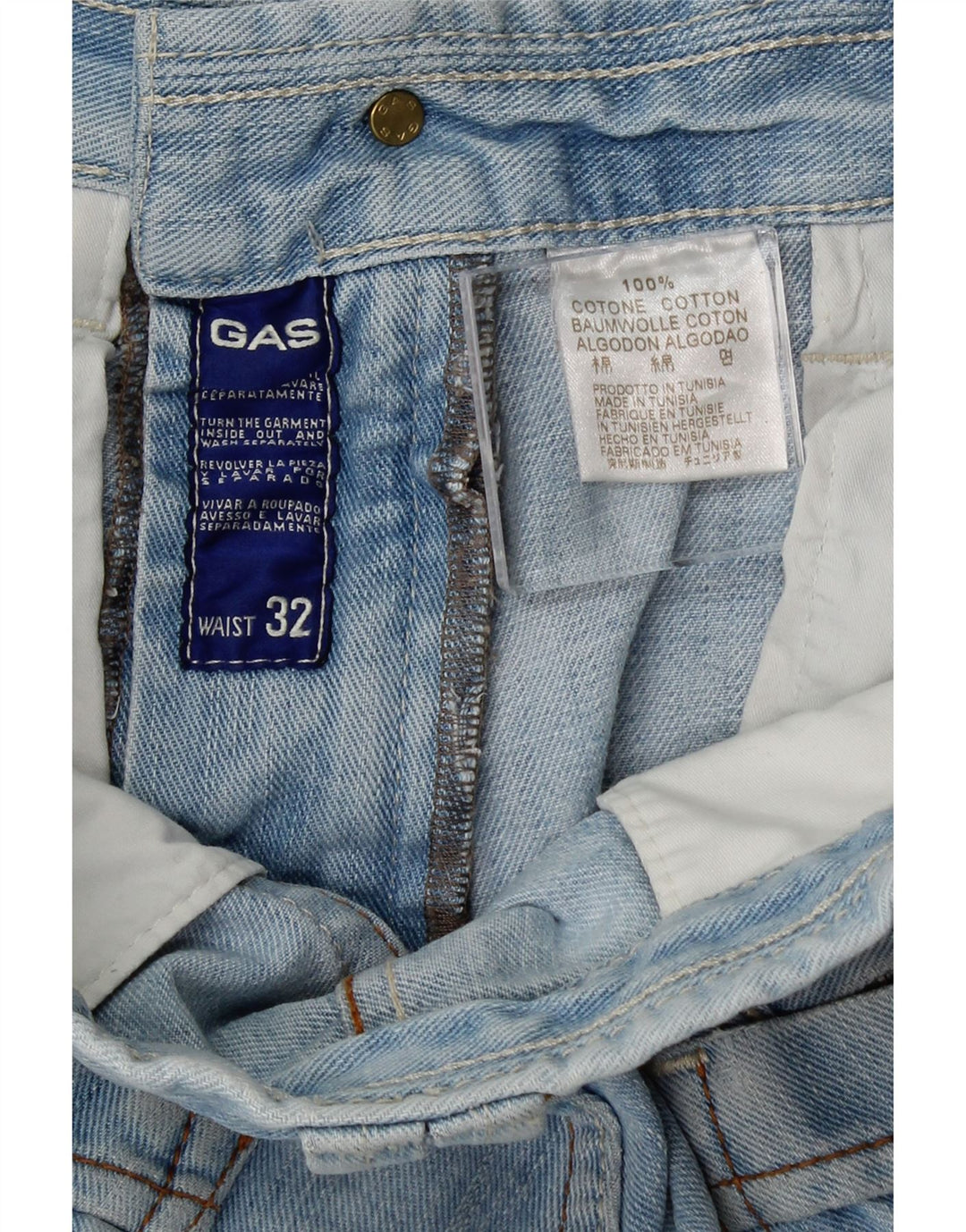 GAS Womens Straight Jeans W32 L32 Blue Cotton Vintage Gas and Second-Hand Gas from Messina Hembry 