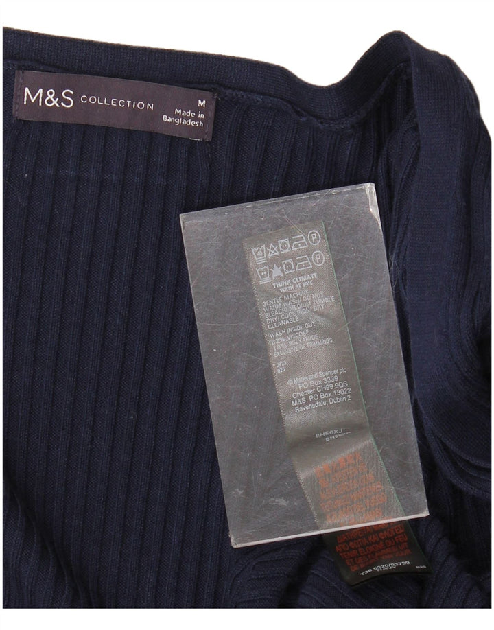Maglione cardigan lungo da donna Marks & Spencer UK 14 medio blu navy