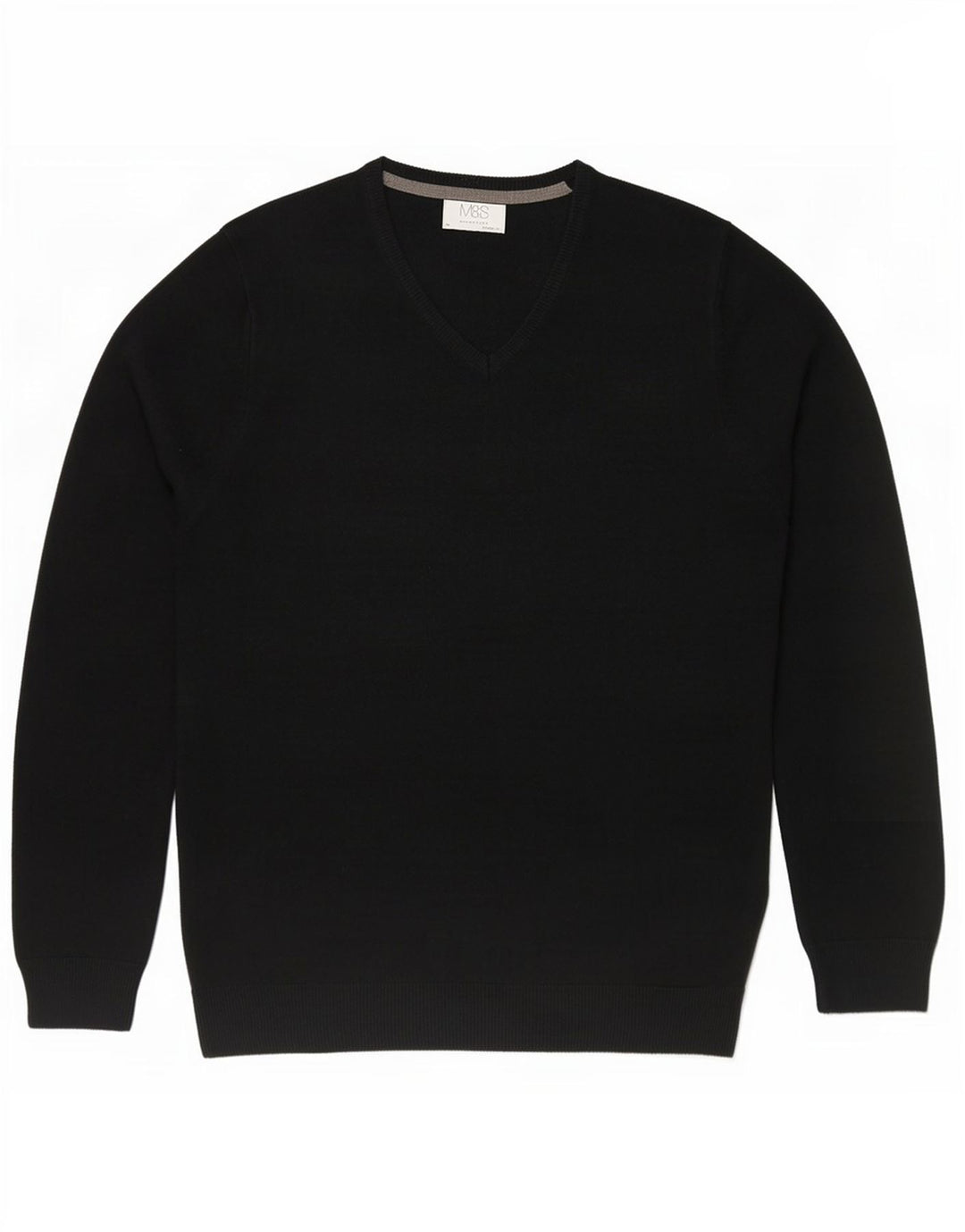 Maglione da uomo Marks & Spencer vestibilità regolare con scollo a V, acrilico nero medio