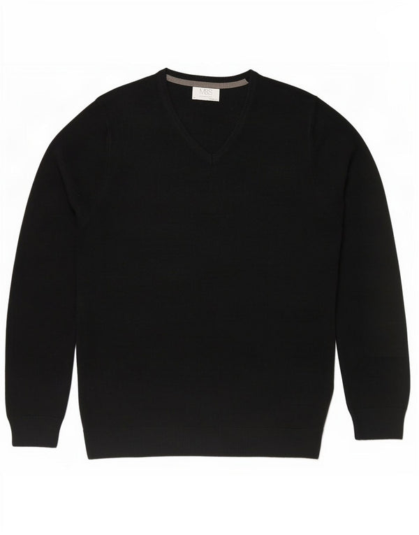 Maglione da uomo Marks & Spencer vestibilità regolare con scollo a V, acrilico nero medio