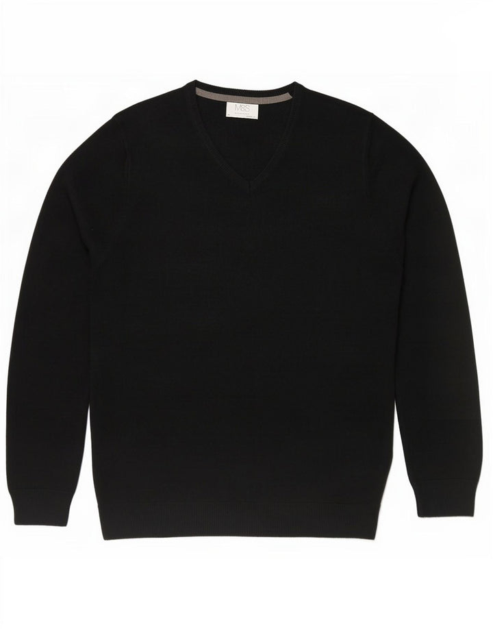 Maglione da uomo Marks & Spencer vestibilità regolare con scollo a V, acrilico nero medio