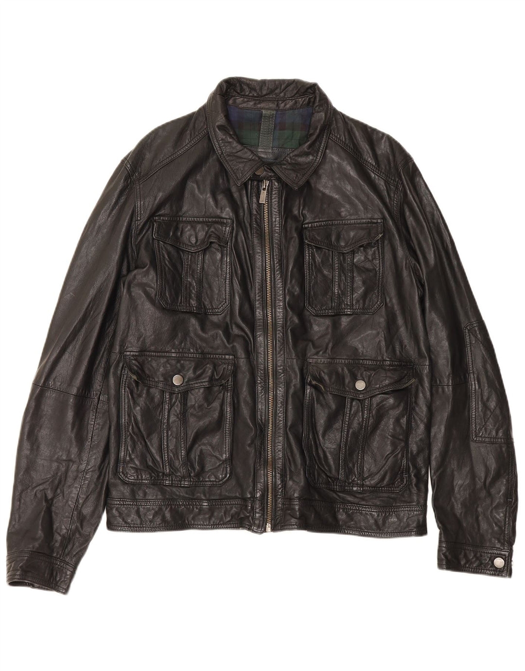 Giacca in pelle da uomo Massimo Dutti UK 42 XL Pelle di pecora nera